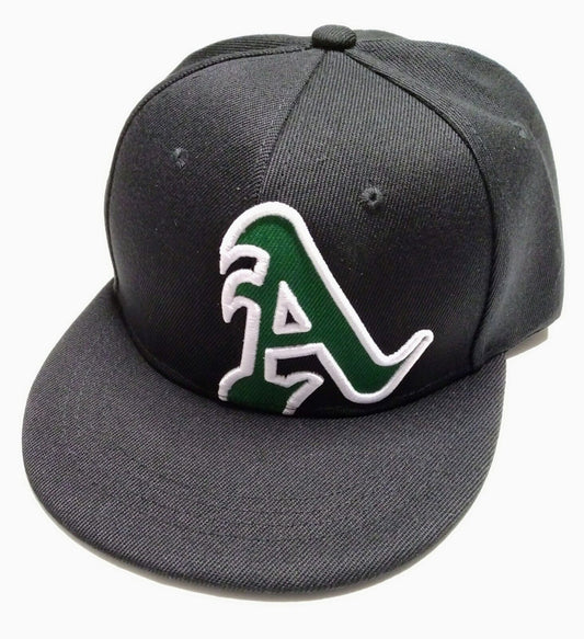 OAKLAND A's HAT Black w/ Green Embroidered Logo Baseball Cap (Adult/Adj. Size)