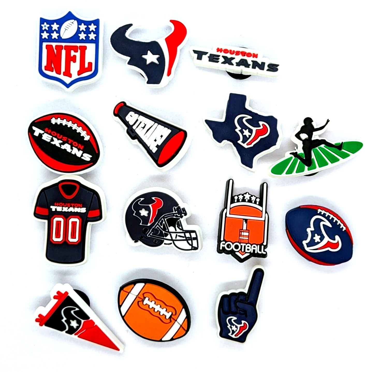 HOUSTON TEXANS SHOE CHARMS (14pcs) Football Cool Gift Accessories Set Lot