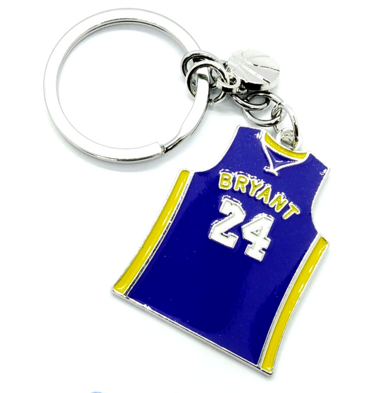 KOBE BRYANT KEYCHAIN Purple Jersey #24 & Basketball Ball Key Chain/Keyring