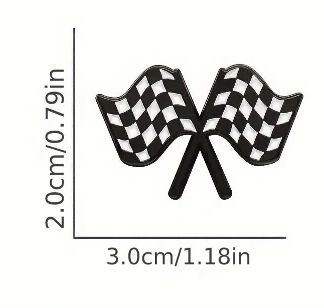 BLACK AND WHITE CHECKERED FLAG PIN Auto Racing NASCAR/F1 Chequered Lapel Brooch