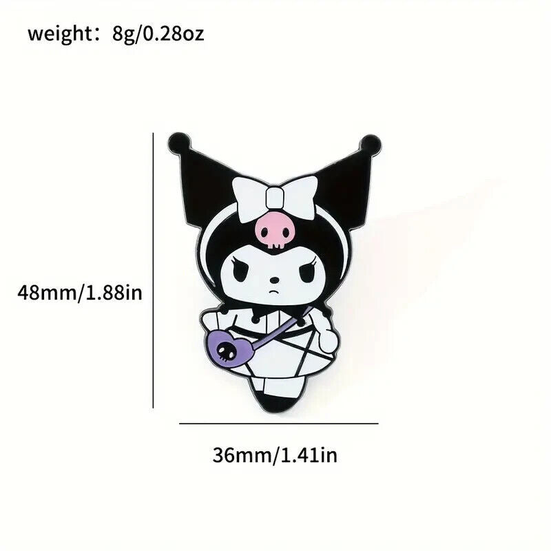 GOTH HELLO KITTY PIN SET (5pcs) Gothic B&W Toon Gift Enamel Lapel Brooch Lot