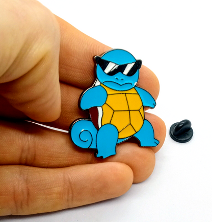 SQUIRTLE SQUAD LEADER PIN Pokemon Cool Reflective Sunglasses Enamel Lapel Brooch