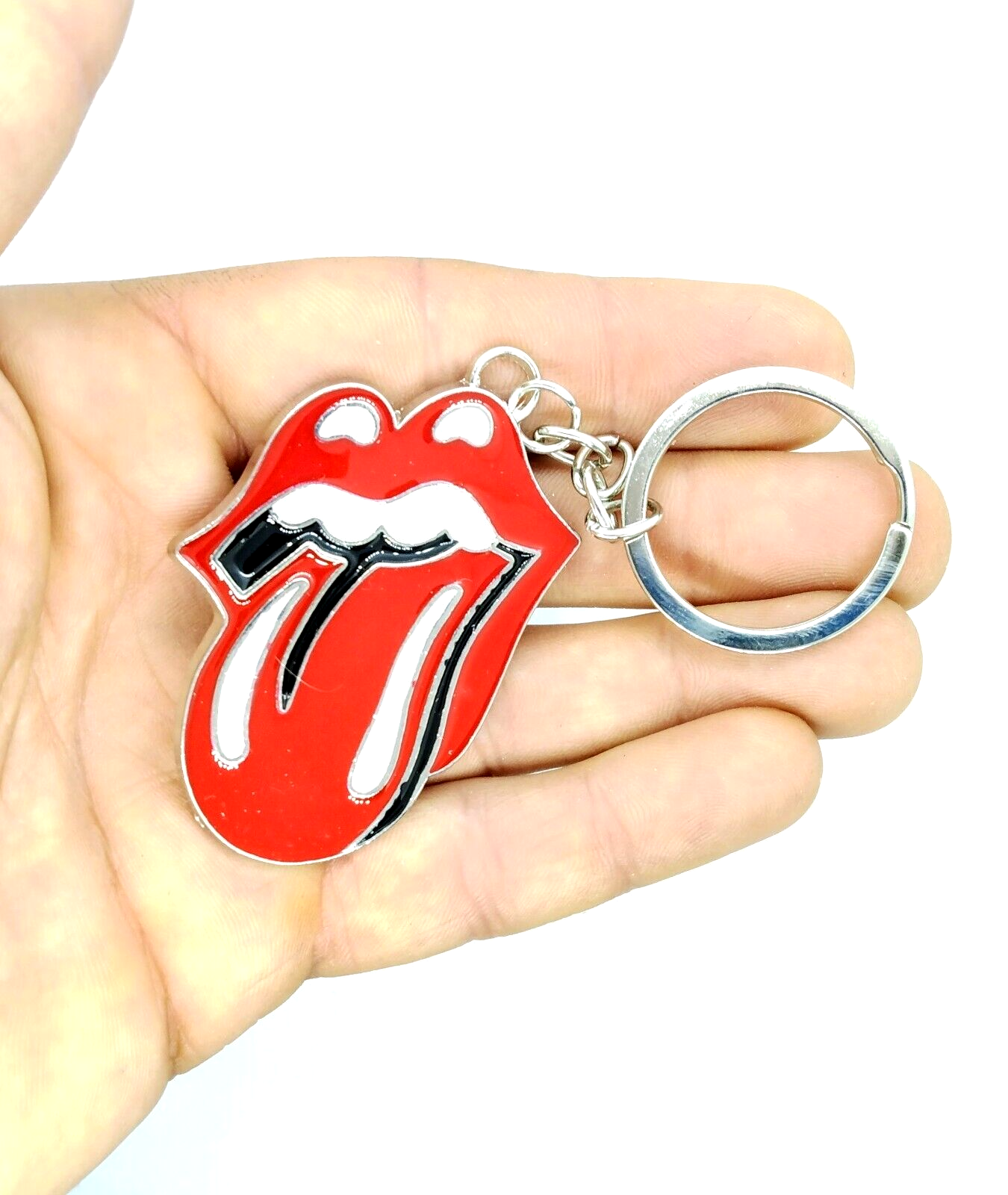 ROLLING STONES KEYCHAIN Rock n Roll Music Mouth Logo Metal Key Chain/Keyring