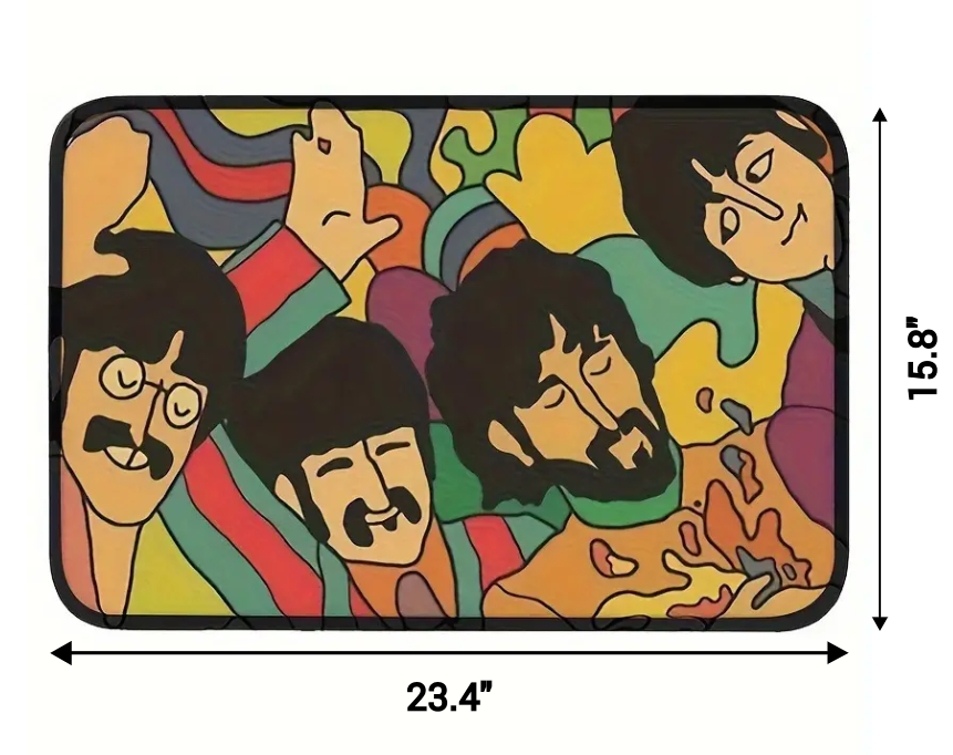 THE BEATLES DOORMAT Psychedelic Retro Rock/Pop Music Floor Mat (23.4"x15.8")