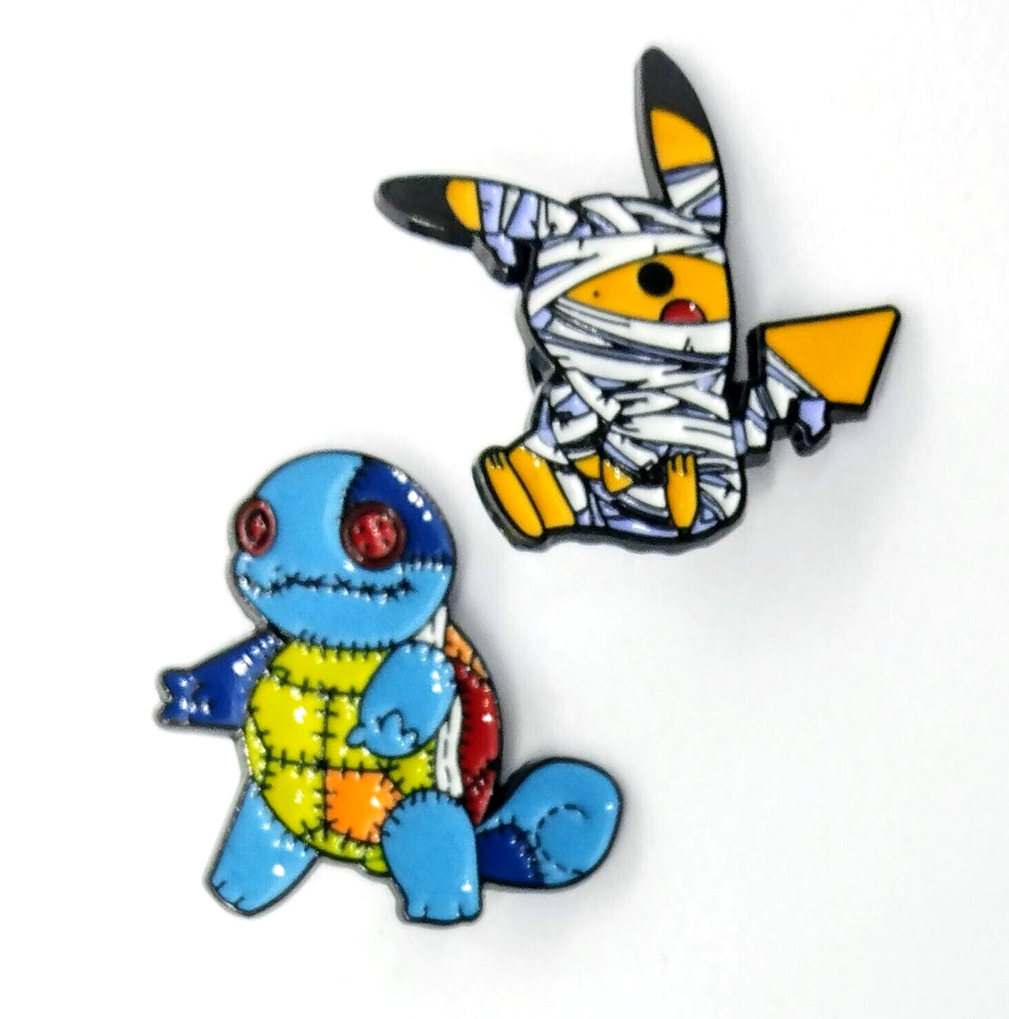 HALLOWEEN POKEMON PINS (2pcs) Mummy Pikachu & Zombie Squirtle Brooch Set Lot