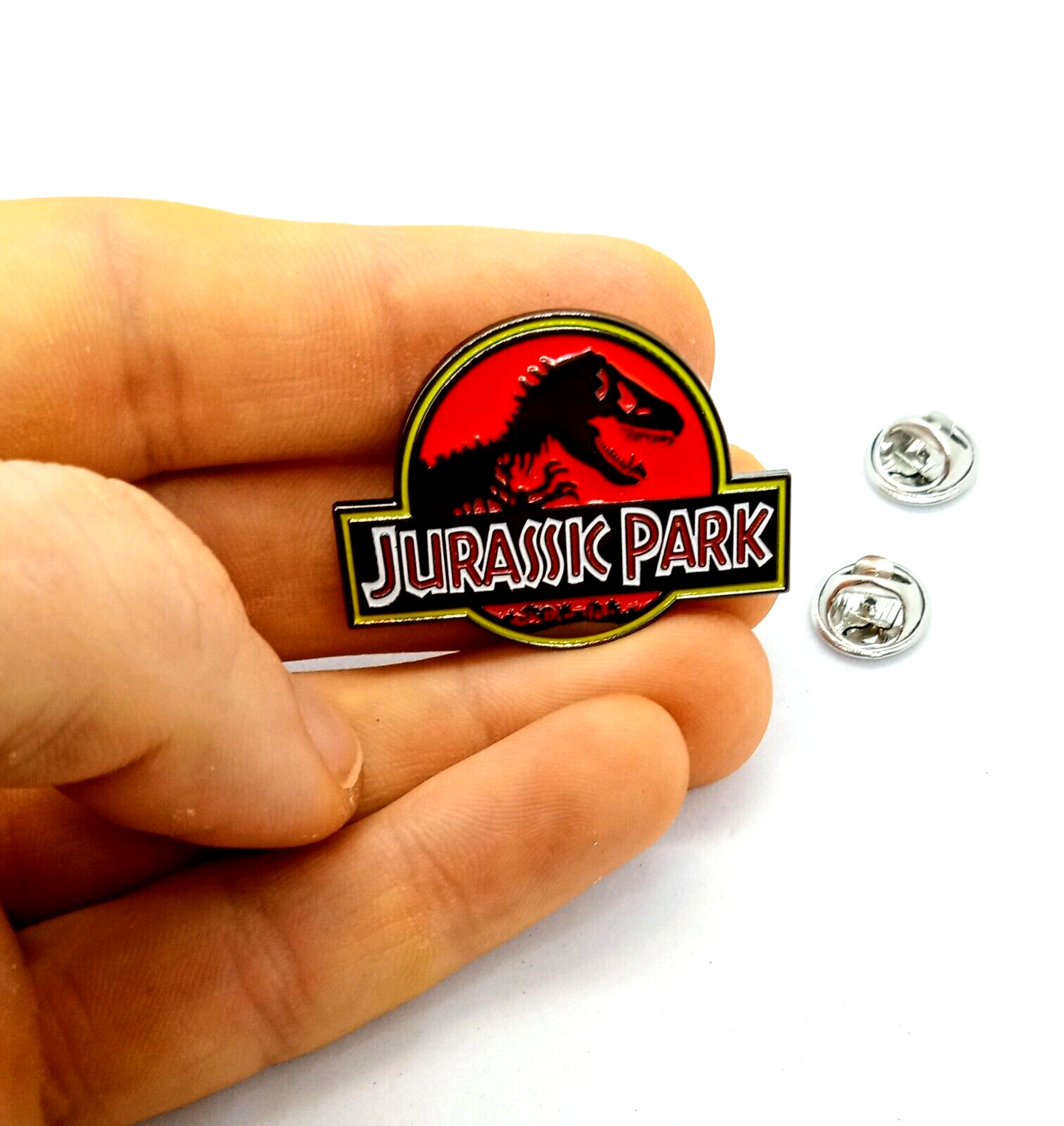 JURASSIC PARK PIN Classic Dinosaur Movie Logo Film Gift Enamel Lapel Brooch