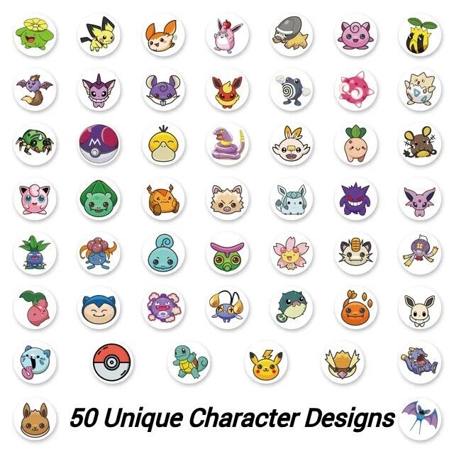 POKEMON STICKER ROLL (200pcs) Cute Illustrated Characters on Easy-Peel Decals