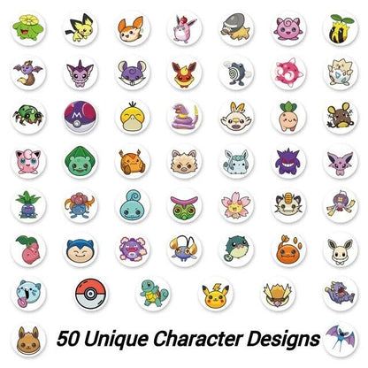 POKEMON STICKER ROLL (200pcs) Cute Illustrated Characters on Easy-Peel Decals