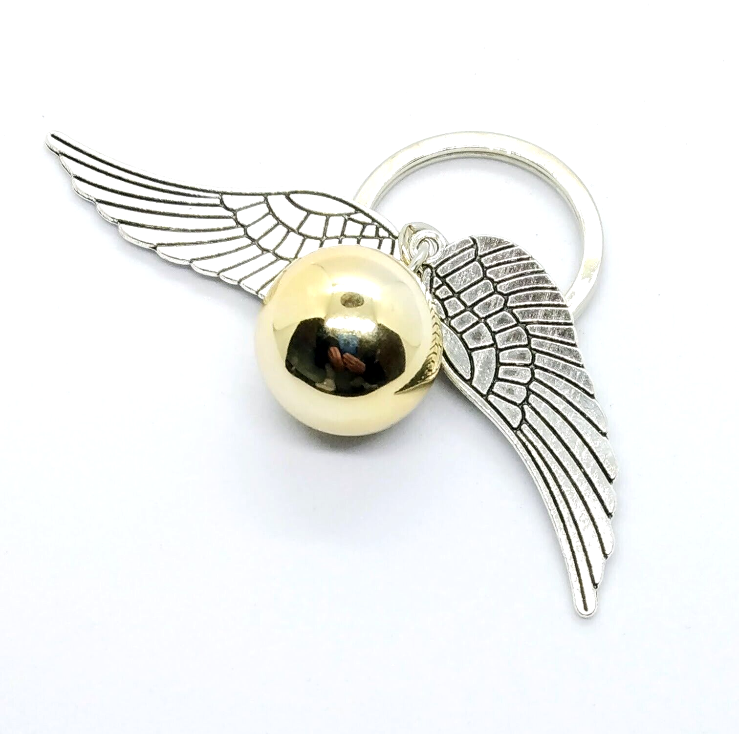 QUIDDITCH SNITCH KEYCHAIN Harry Potter Gold Metal Ball & Wings Key Chain/Keyring