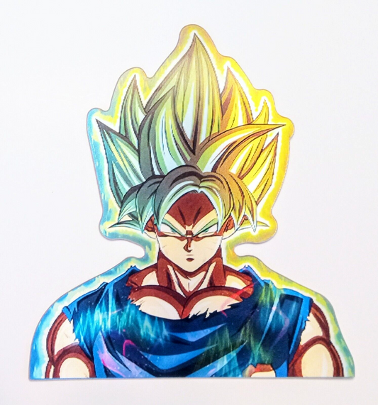 DRAGON BALL Z STICKER (1pcs) Large Tri-Color Goku Die-Cut DBZ Anime (See Video)