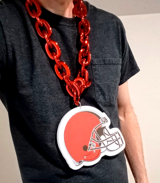 CLEVELAND BROWNS FOAM NECKLACE Red Chain Large/Big/Jumbo Light-Weight Durable