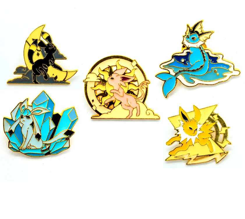 EEVEELUTION PIN SET (5pcs) Pokemon - Five Eeveelutions Enamel Lapel Brooches