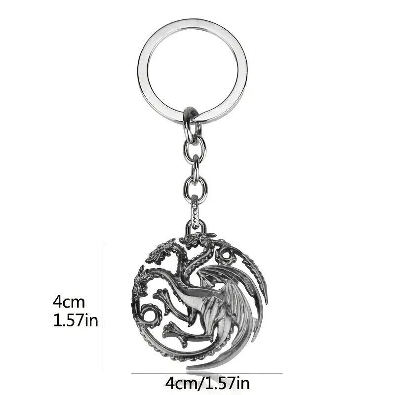 GAME OF THRONES KEYCHAIN House Targaryen Sigil Fire & Blood Dragons Keyring