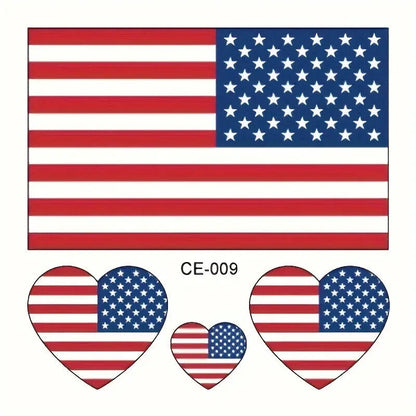 AMERICAN FLAG TEMPORARY TATTOOS (x5) Five Sheets USA Patriotic July 4th