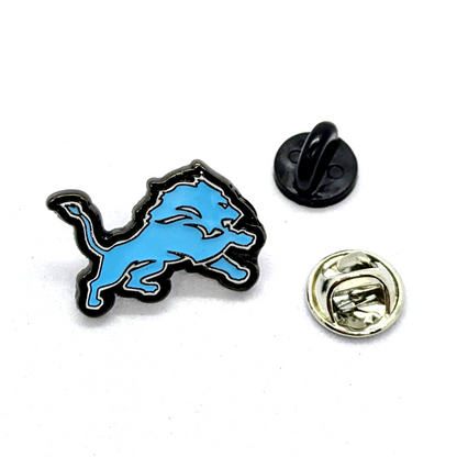 DETROIT LIONS PIN Football NFL Team Black Backed Gift Enamel Lapel Brooch