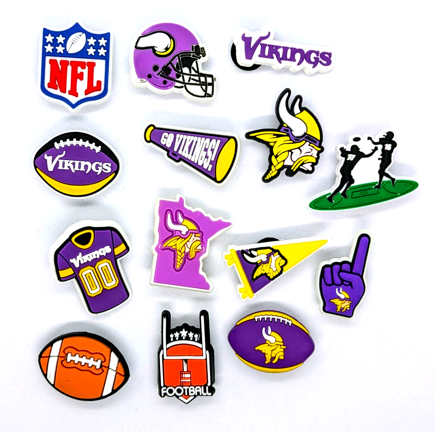 MINNESOTA VIKINGS SHOE CHARMS (14pcs) Football Cool Gift Accessories Set Lot