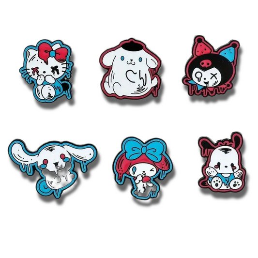 MELTING ICE CREAM HELLO KITTY PIN SET (6pcs) Goth Kulomi Enamel Lapel Brooch Lot