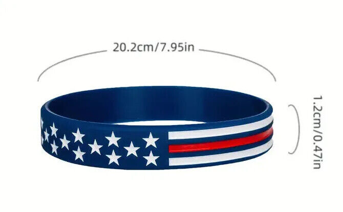 PATRIOTIC WRISTBANDS American Flag USA Flag July 4th Silicone Bracelet (1-12pcs)