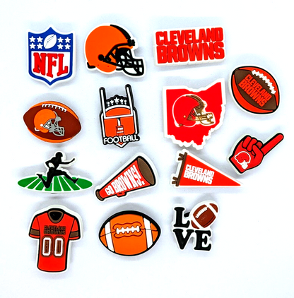 CLEVELAND BROWNS SHOE CHARMS (14pcs) Football Cool Gift Accessories Set Lot