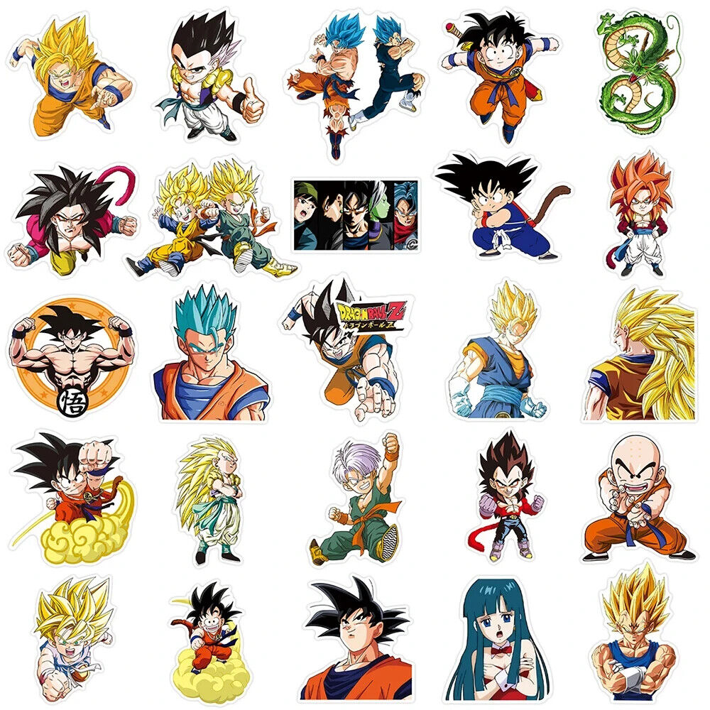 DRAGON BALL Z STICKERS (50pcs) 50 Unique Die-Cut Anime Decal w/Vegeta Gohan Goku