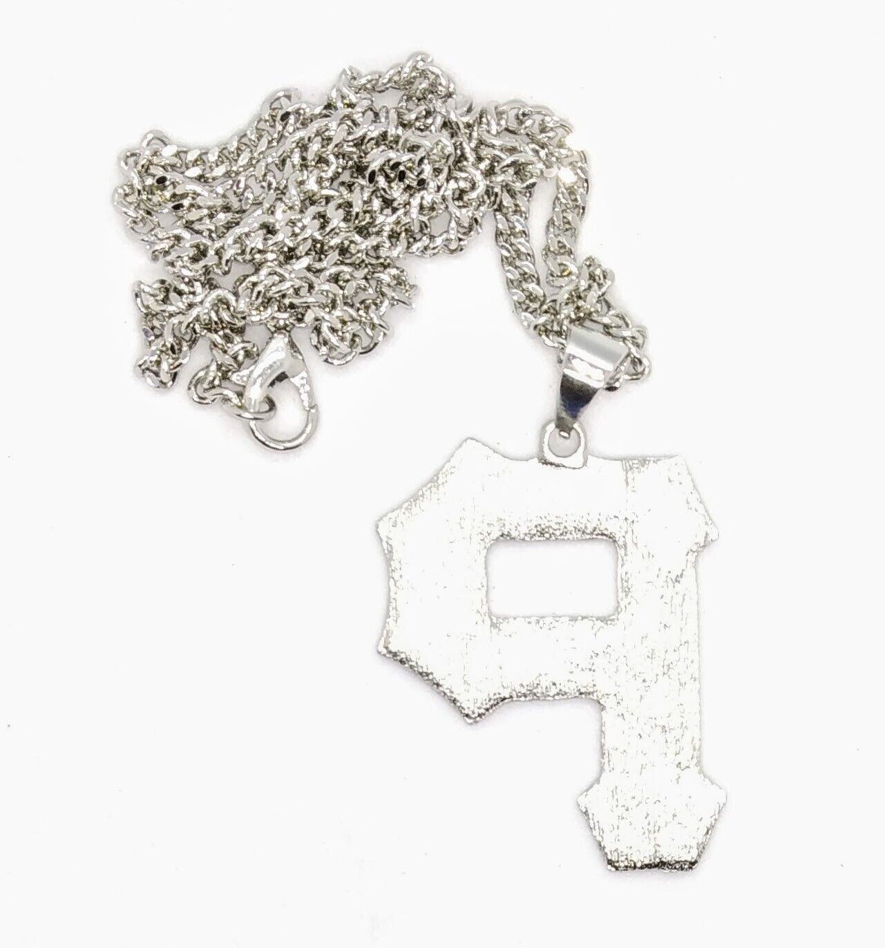 PITTSBURGH PIRATES NECKLACE Silver Gem Iced Out "P" Team Logo Pendant & Chain