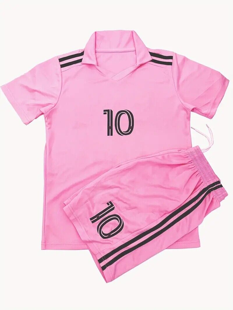 YOUTH SOCCER UNIFORM Pink Kid's/Boy's/Girl's Messi Jersey &Shorts (Pick Ur Size)