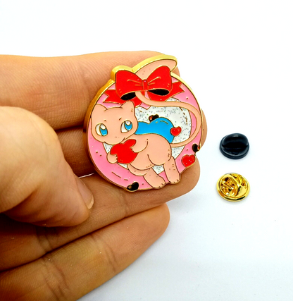 PINK MEW PIN Pokemon Heart Love Cute Kawaii Backpack/Hat/Lapel Enamel Brooch