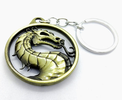 MORTAL KOMBAT KEYCHAIN Bronze Dragon Game Logo Pendant Key Chain/Keyring