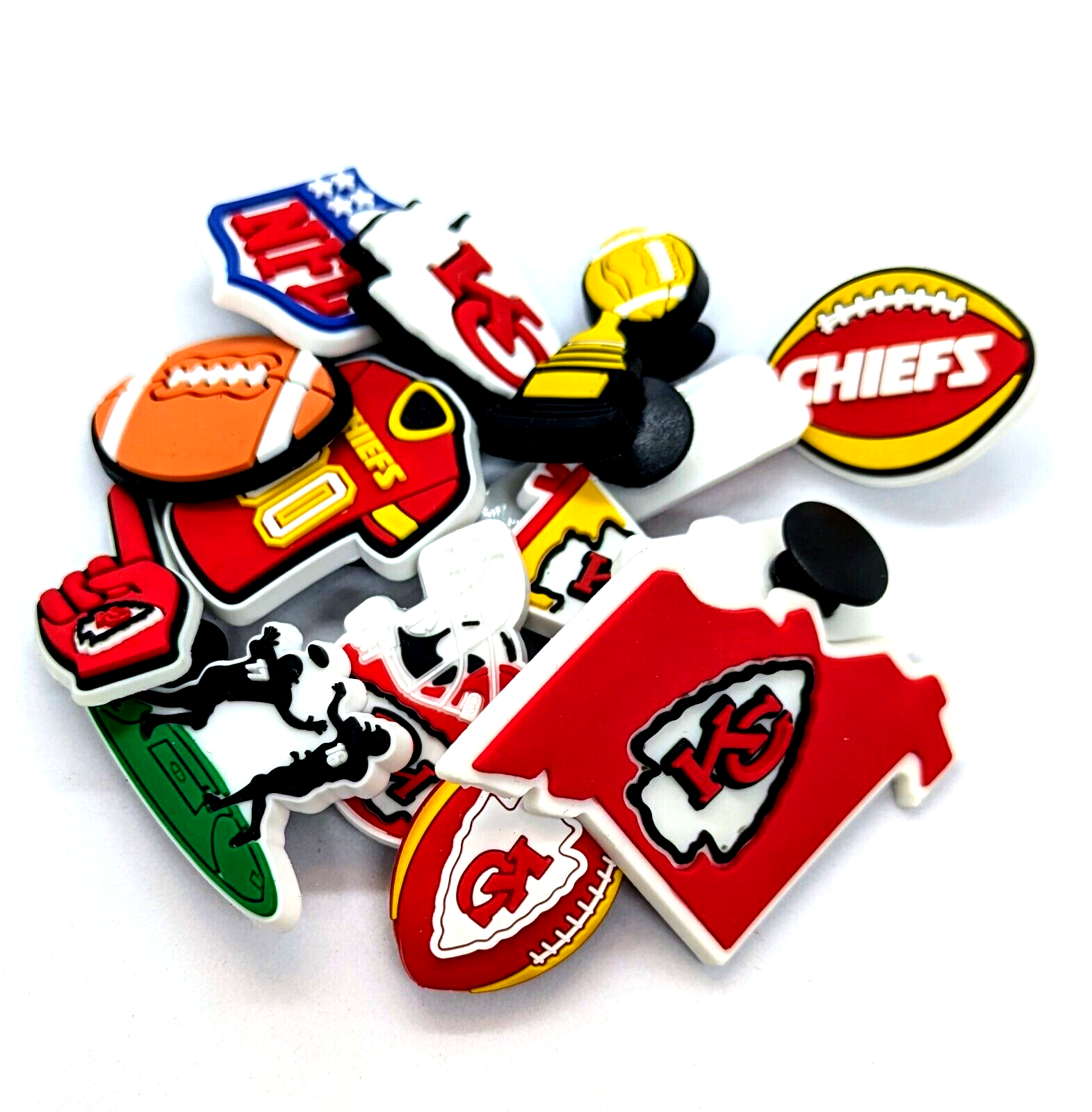 KANSAS CITY CHIEFS SHOE CHARMS (14pcs) Football Cool Gift Accessories Set Lot