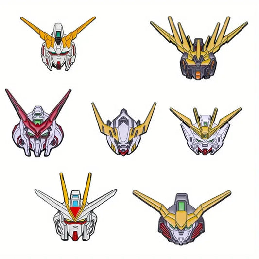 GUNDAM PIN SET (8pcs) Mobile Suits Mecha Robot Anime Enamel Lapel Brooch Lot