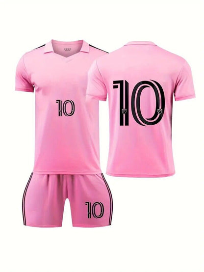 YOUTH SOCCER UNIFORM Pink Kid's/Boy's/Girl's Messi Jersey &Shorts (Pick Ur Size)