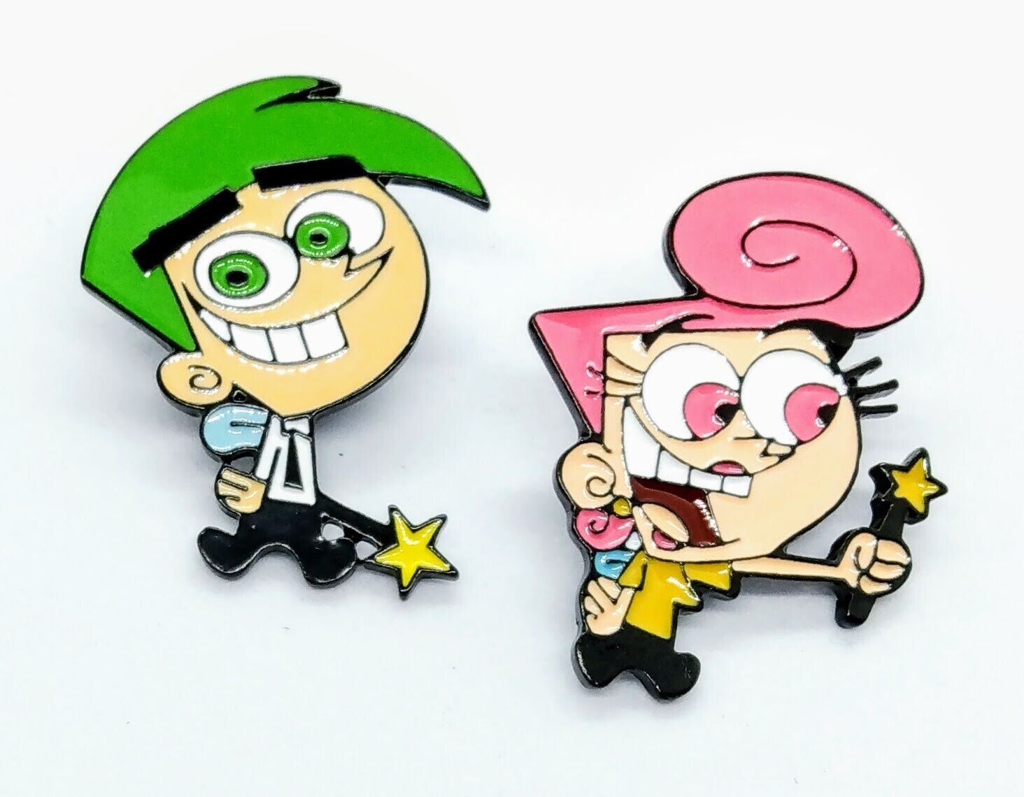 COSMO & WANDA PIN SET (2pcs) Retro 90s Toon Fairly OddParents Enamel Brooch Lot