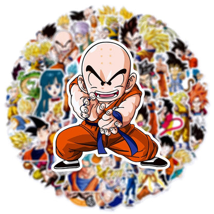 DRAGON BALL Z STICKERS (50pcs) 50 Unique Die-Cut Anime Decal w/Vegeta Gohan Goku