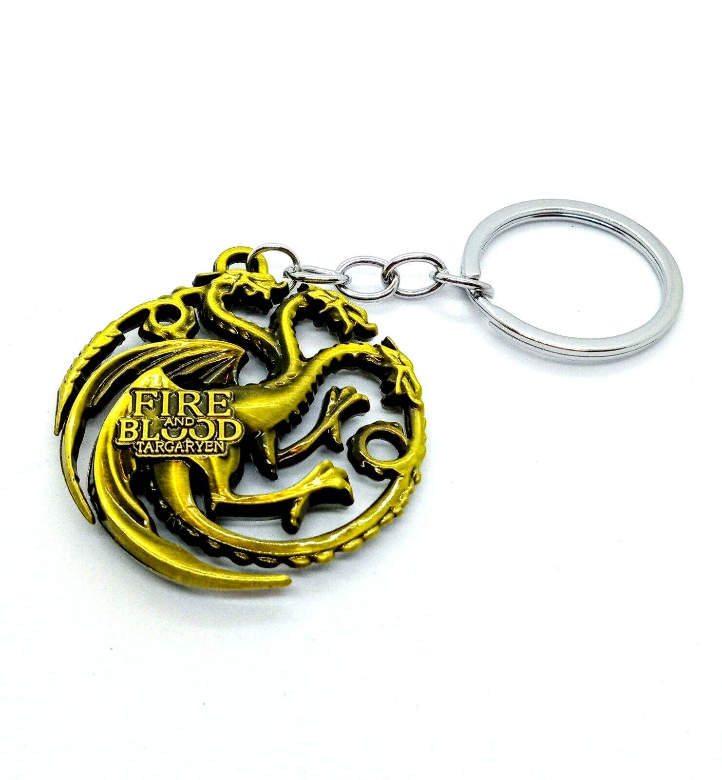 GAME OF THRONES KEYCHAIN Golden House Targaryen Sigil Fire & Blood Dragons