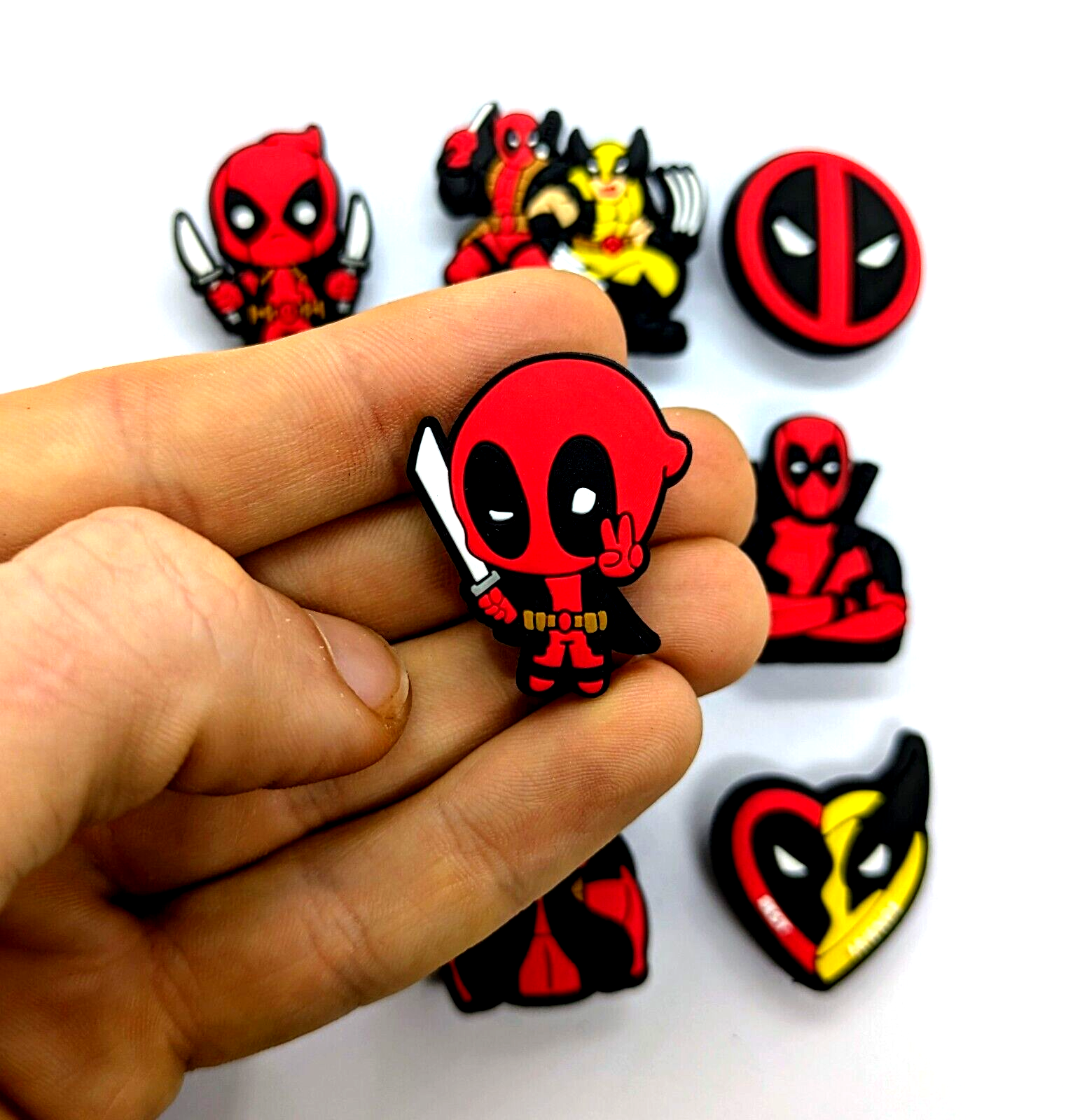 DEADPOOL & WOLVERINE SHOE CHARMS (9pcs) Marvel Comics Fun Gift Set Lot