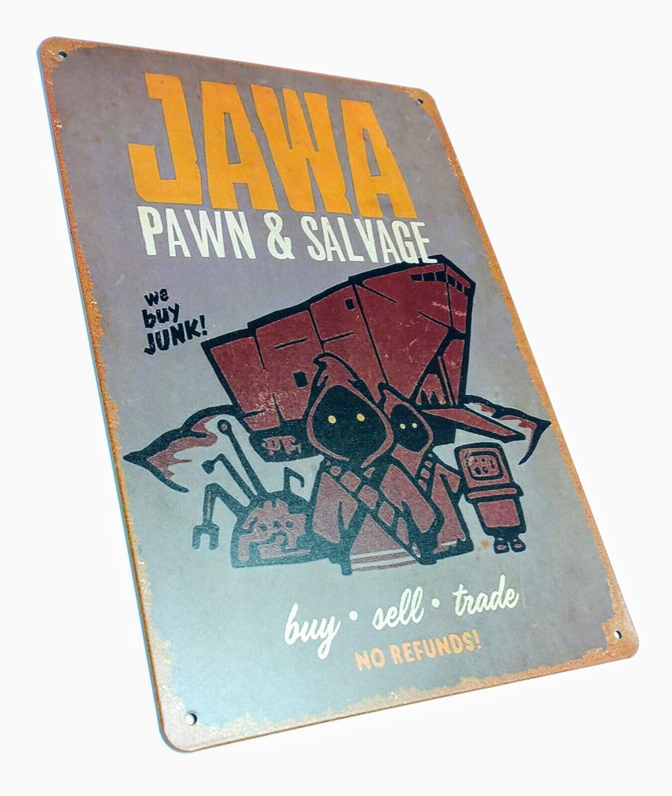 STAR WARS METAL SIGN 12"x8" Jawa "Pawn & Salvage: Buy Sell Trade" Wall Decal