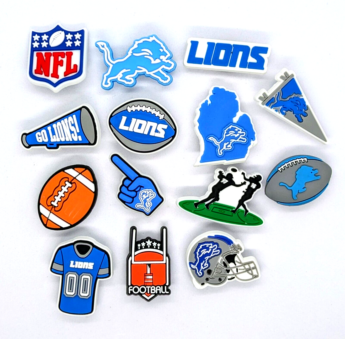 DETROIT LIONS SHOE CHARMS (14pcs) Football Cool Gift Accessories Set Lot