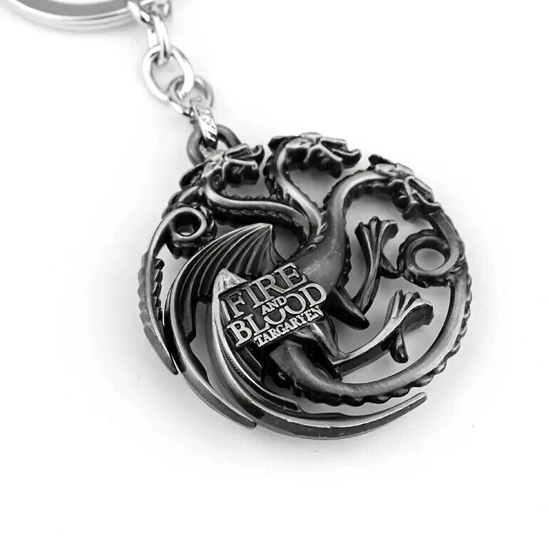 GAME OF THRONES KEYCHAIN House Targaryen Sigil Fire & Blood Dragons Keyring