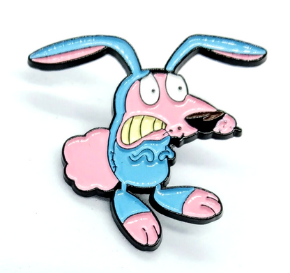 COURAGE THE COWARDLY DOG PIN Bunny Pajamas Enamel Brooch 90s 1990s Cartoon Toon