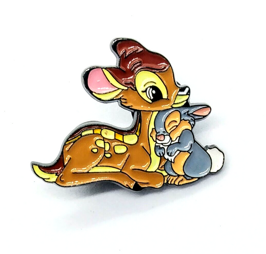 BAMBI PIN Cute w/ Thumper Kid's Toon Cartoon Gift Enamel Lapel Brooch