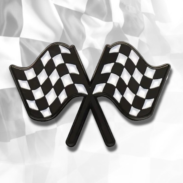 BLACK AND WHITE CHECKERED FLAG PIN Auto Racing NASCAR/F1 Chequered Lapel Brooch