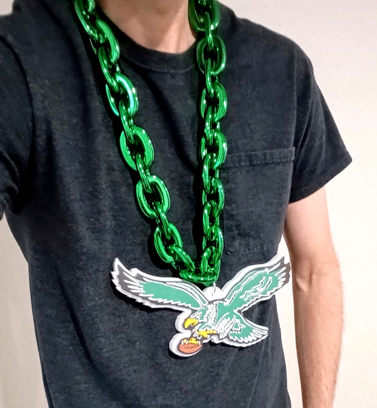 PHILADELPHIA EAGLES FOAM NECKLACE Green Chain Large/Big Light-Weight Durable