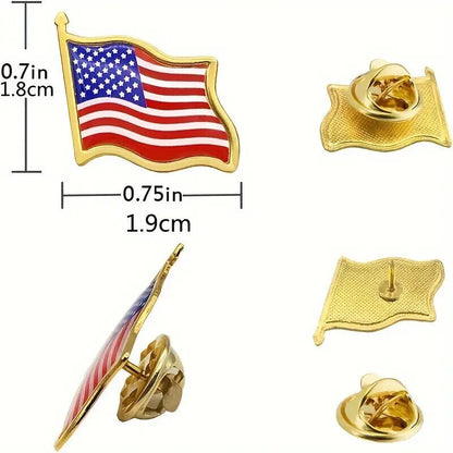 AMERICAN FLAG PINS (100pcs) Bulk Patriotic USA Gold Official Enamel Lapel Brooch