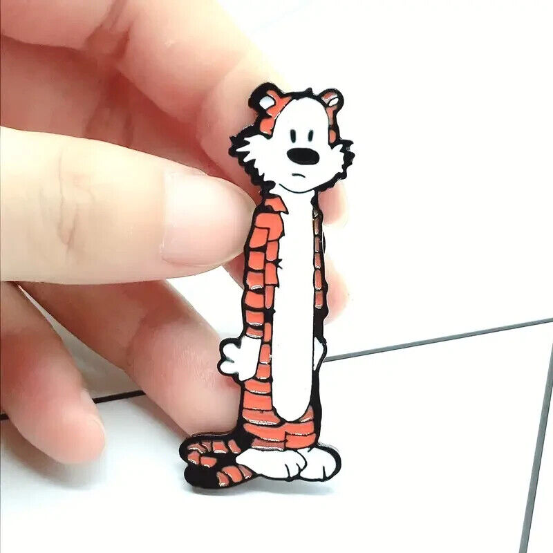 HOBBES PIN Calvin & Hobbes Cartoon Funny Pages Tiger Gift Enamel Lapel Brooch