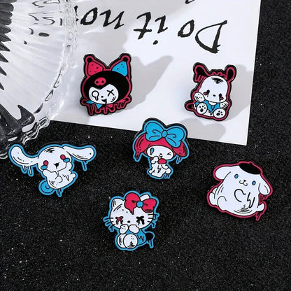 MELTING ICE CREAM HELLO KITTY PIN SET (6pcs) Goth Kulomi Enamel Lapel Brooch Lot