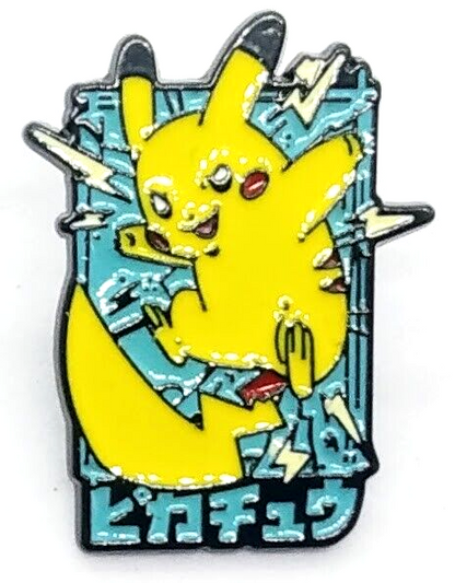 JAPANESE FIGHTING PIKACHU PIN Pokemon Blue Anime Enamel Lapel Brooch