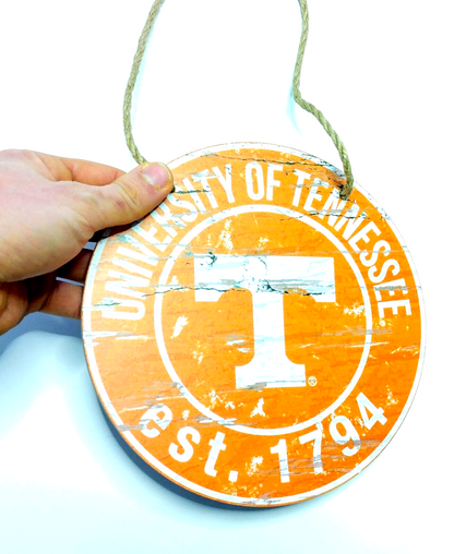 TENNESSEE VOLUNTEERS WOODEN SIGN 8"x8" Hanging Vols Logo Wall Decal & Rope