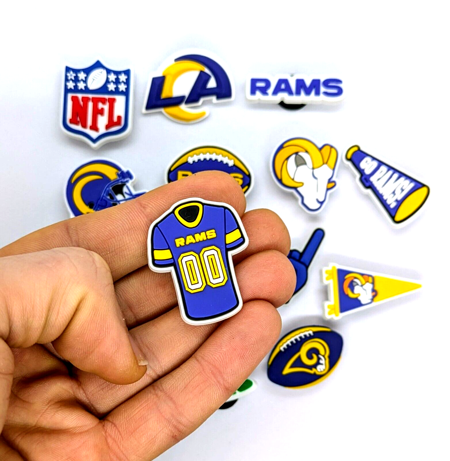 LOS ANGELES RAMS SHOE CHARMS (14pcs) Football Cool Gift Accessories Set Lot