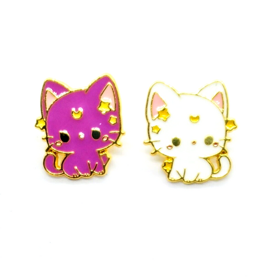 LUNA & ARTEMIS TOON PINS (2pcs) Sailor Moon Cats Anime Enamel Lapel Brooch