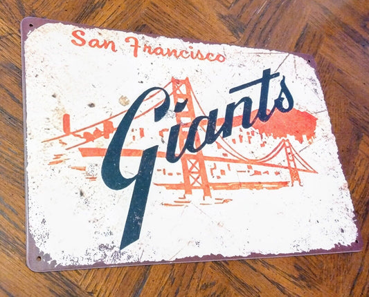 SAN FRANCISCO GIANTS METAL SIGN 12"x8" Retro Golden Gate Bridge Fan Wall Decal